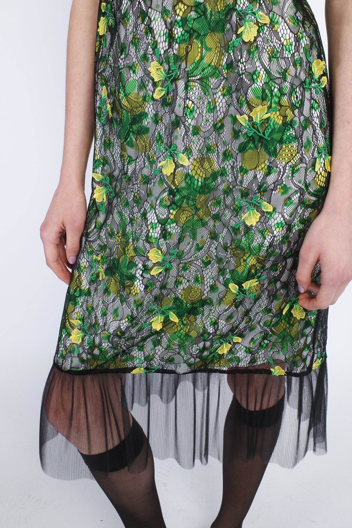 anna sui green dress Rosebuds Lace Combo Slip Dress