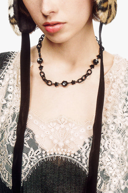 Star Ball Choker Necklace - Black