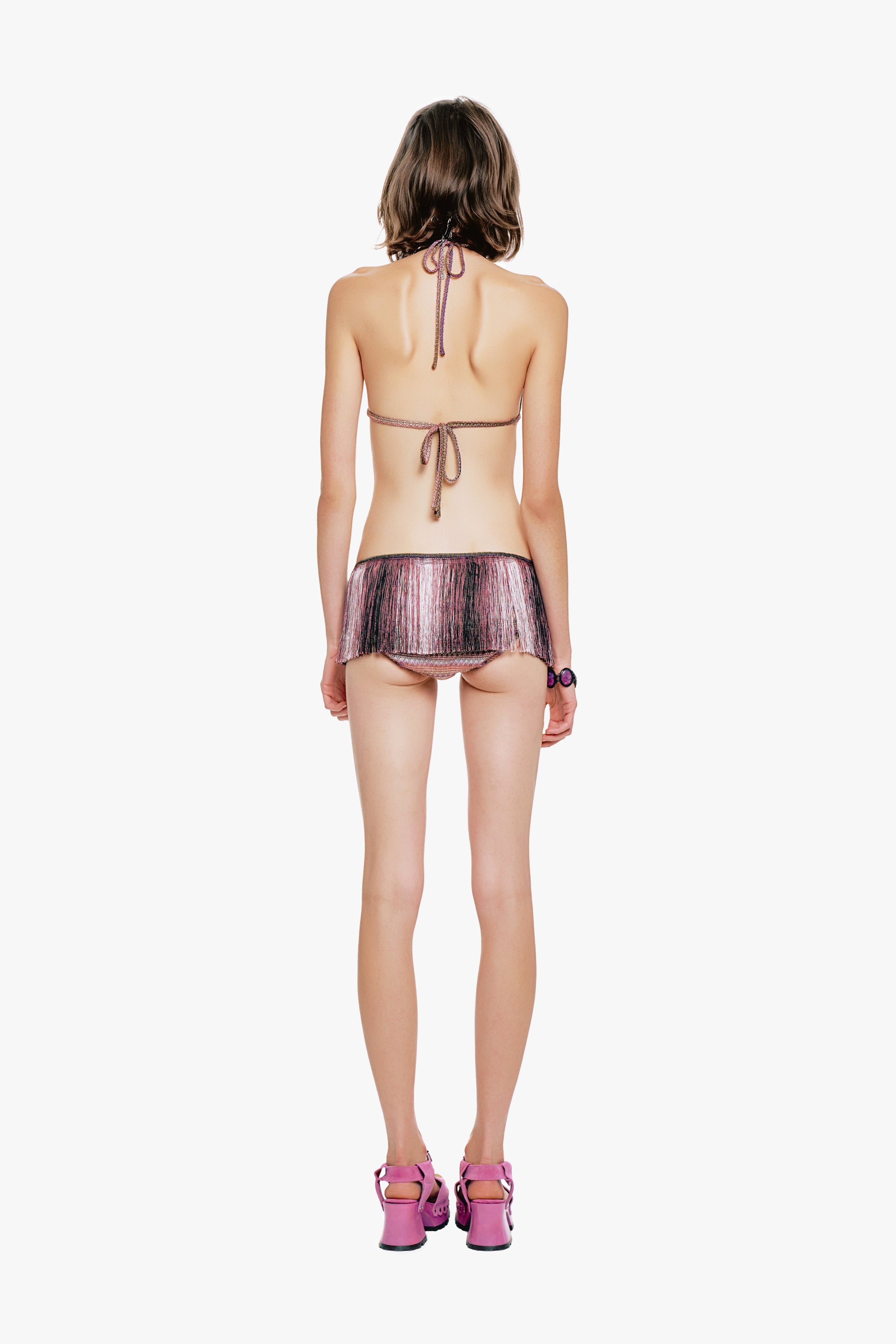 Wavy Chevron Knit Fringe Stripe Bikini Set – Anna Sui