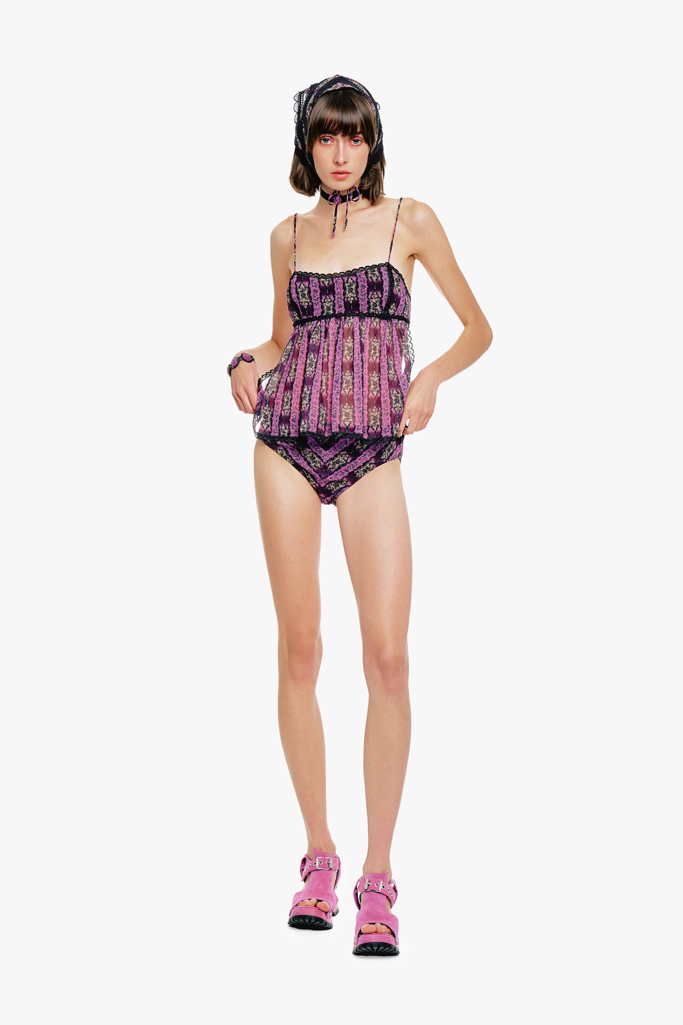 Cameo Stripe Print Sun Suit