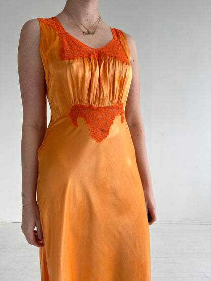 Vintage Long Orange Slip Dress