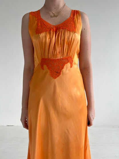 Vintage Long Orange Slip Dress