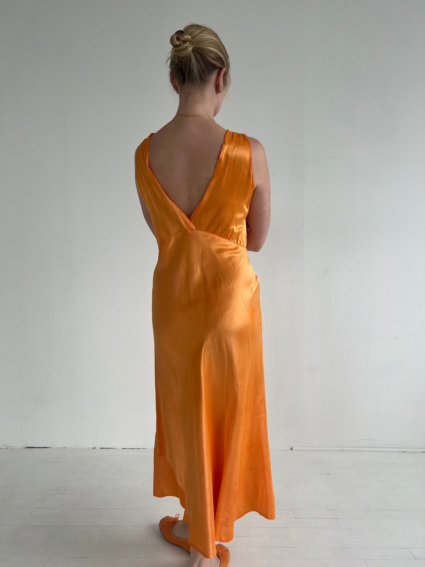 Vintage Long Orange Slip Dress