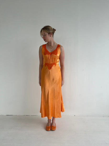 Vintage Long Orange Slip Dress