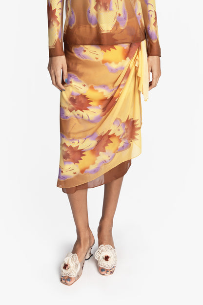 Sunburst Mesh Sarong Skirt