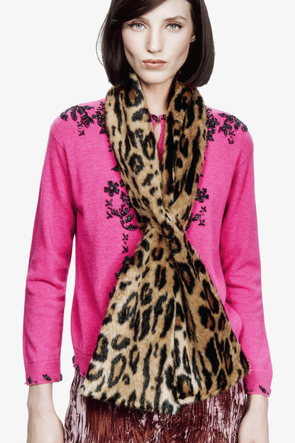 Leopard Faux Fur Scarf