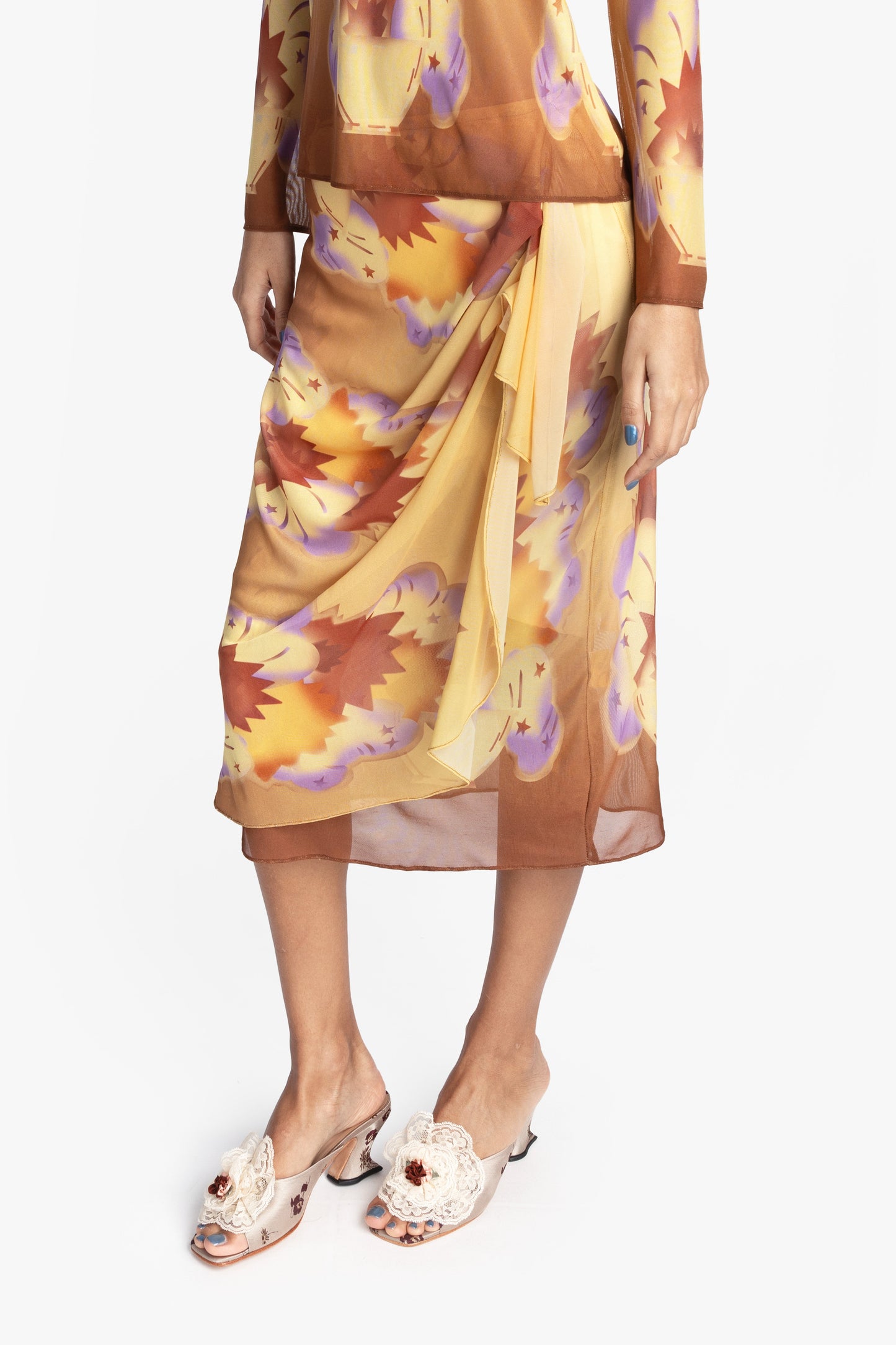 Sunburst Mesh Sarong Skirt