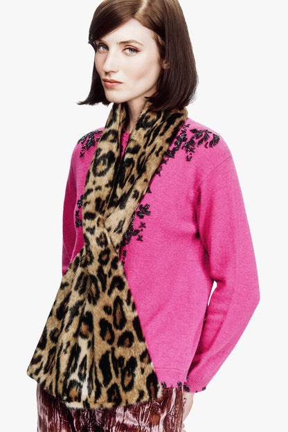Leopard Faux Fur Scarf