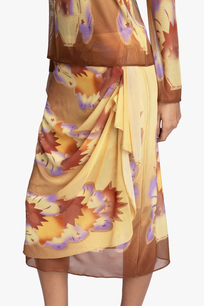 Sunburst Mesh Sarong Skirt