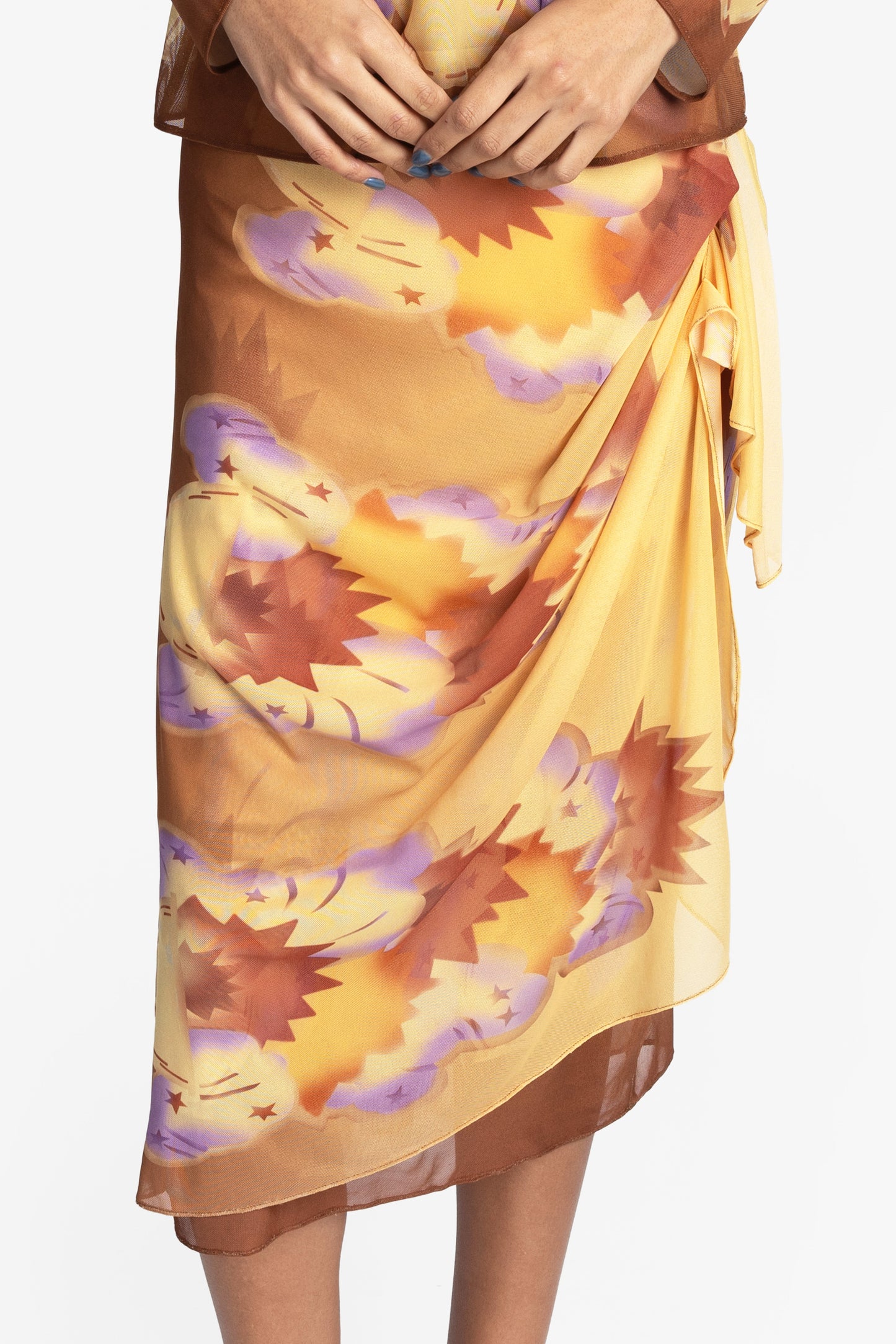 Sunburst Mesh Sarong Skirt