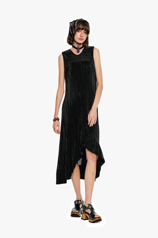 Plissé Hi-Low Dress