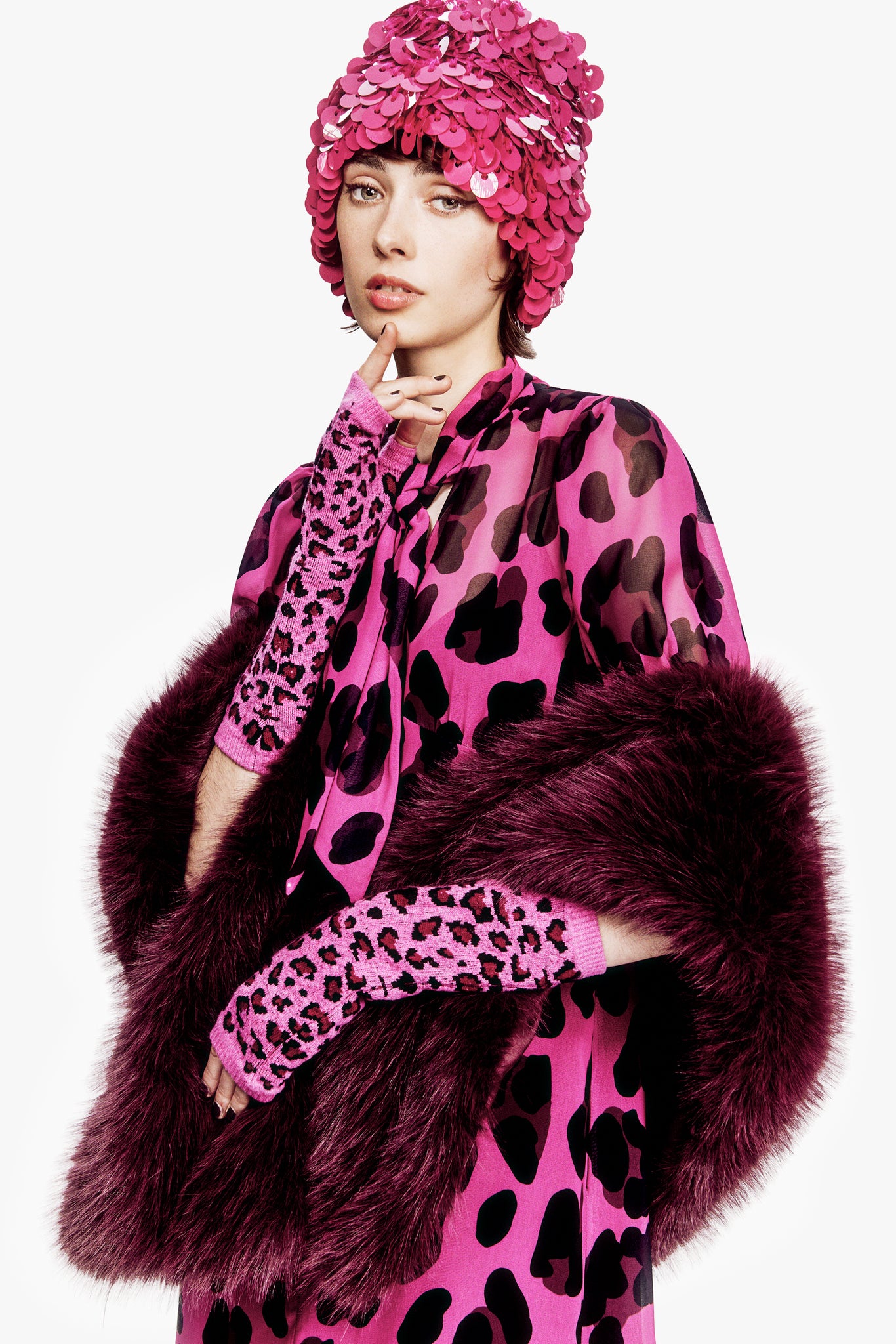 Mulberry Faux Fur Shawl