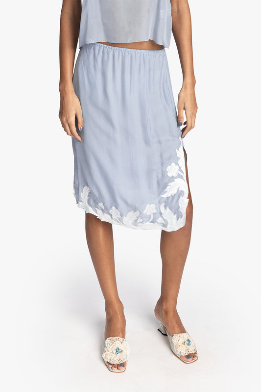 Nouveau Satin Applique Skirt