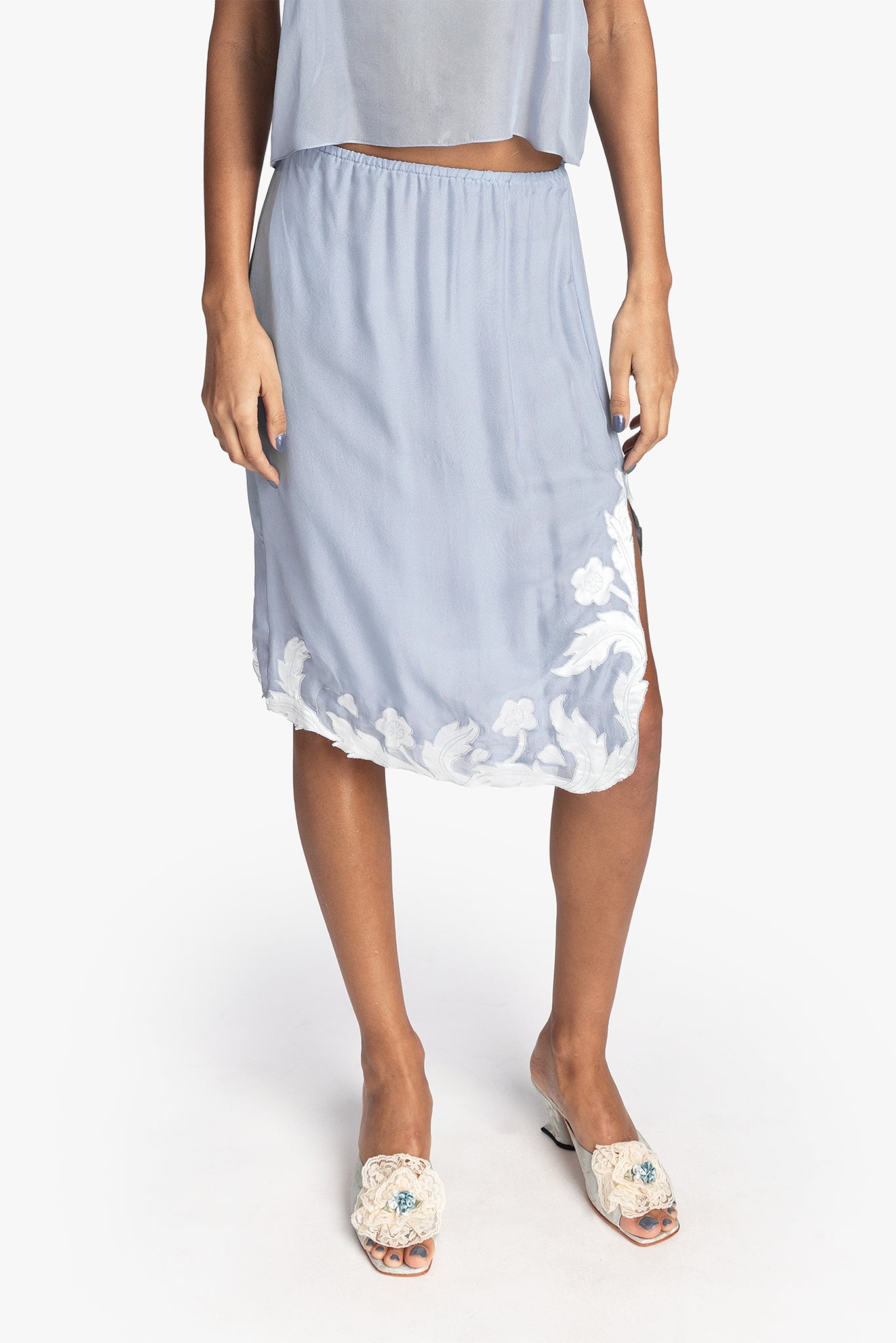 Nouveau Satin Applique Skirt