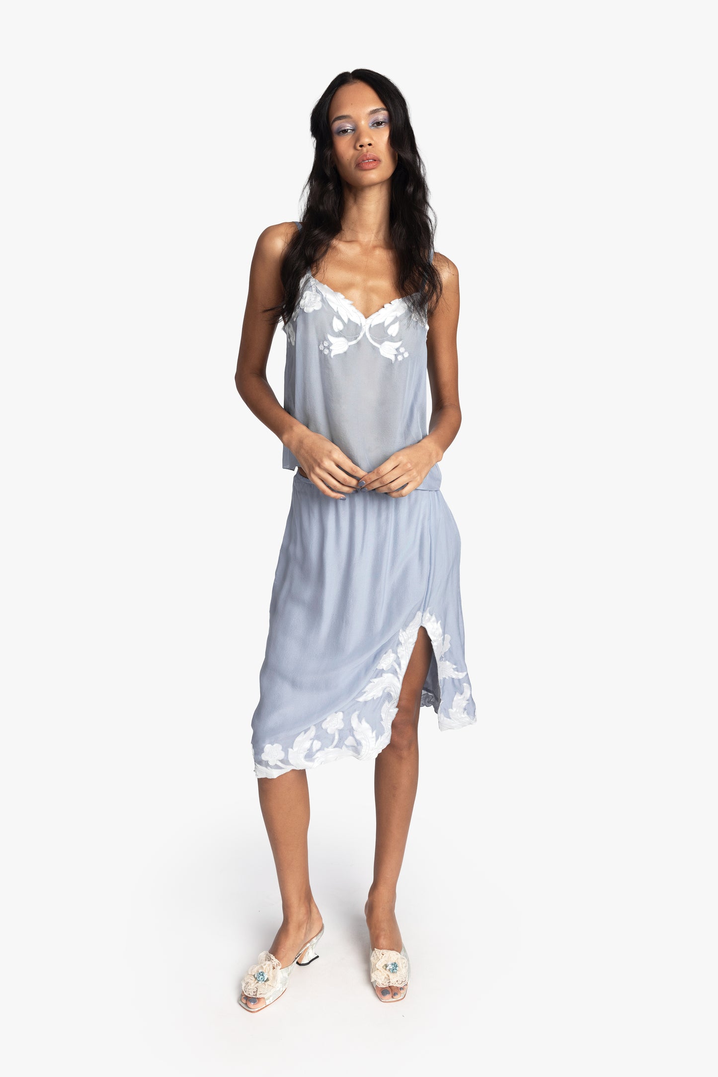 Nouveau Satin Applique Skirt
