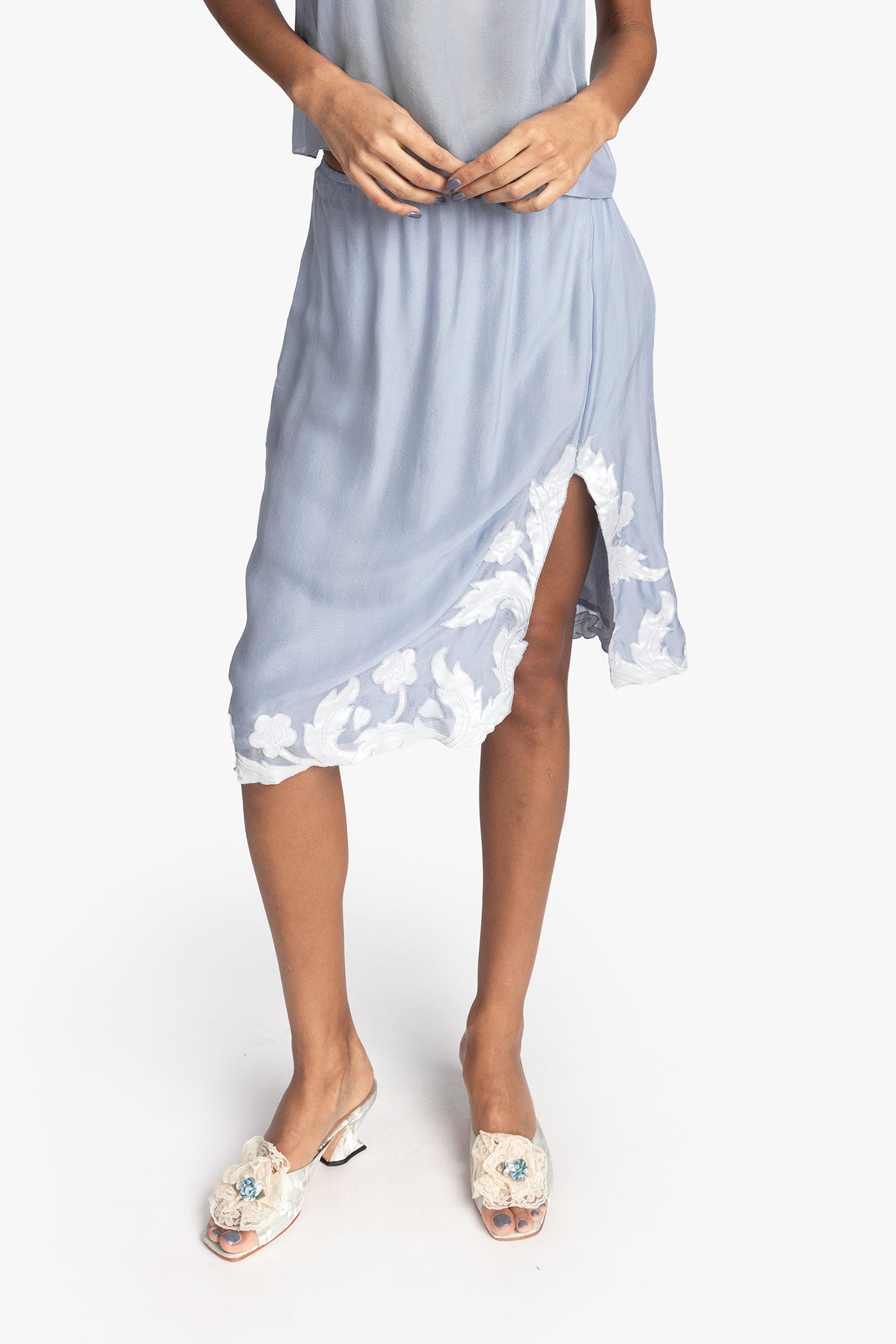 Nouveau Satin Applique Skirt
