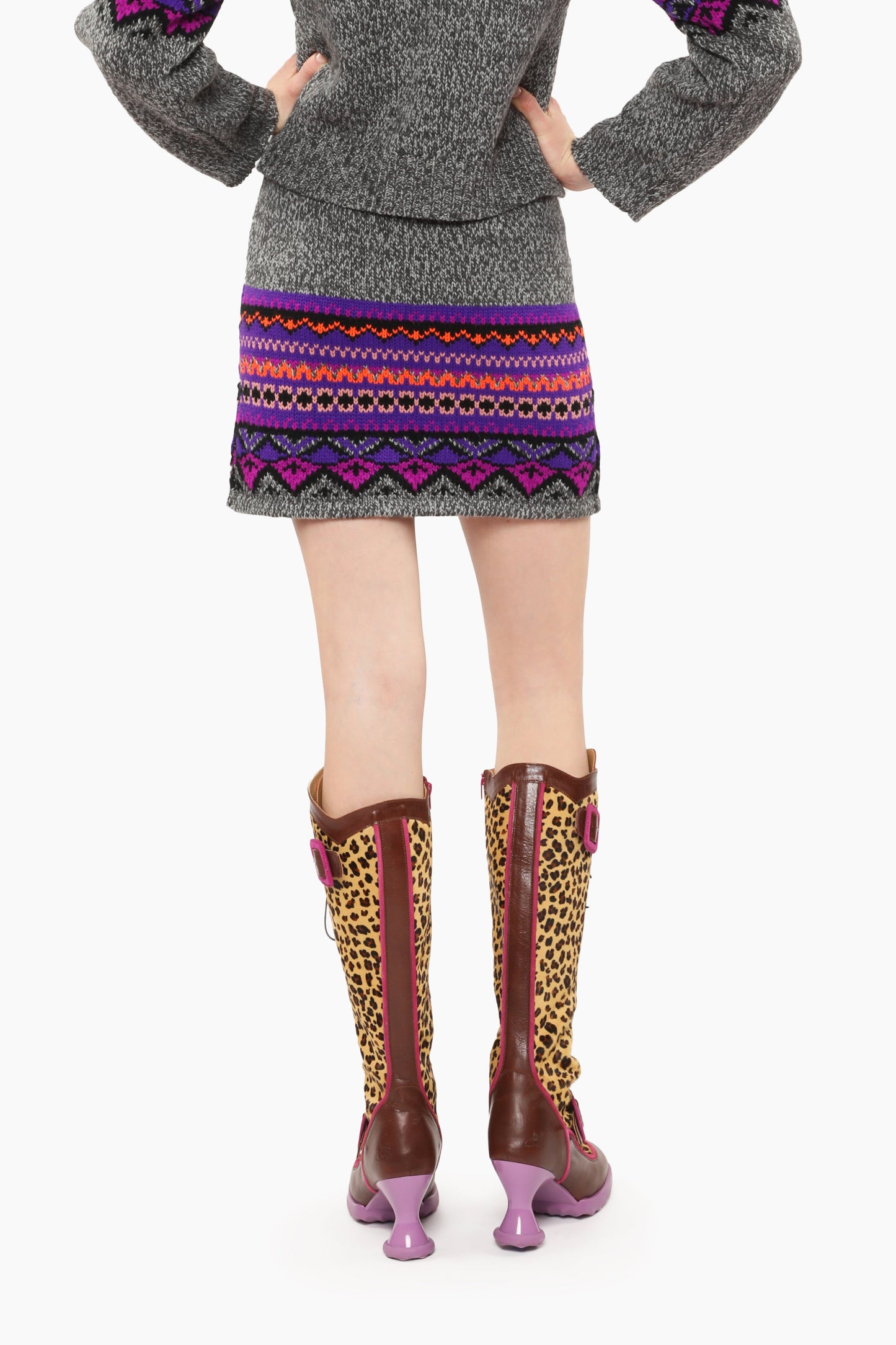 Fair Isle Mini Skirt - Magenta