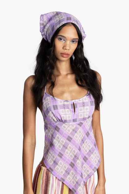 Plaid Blossom Bandana
