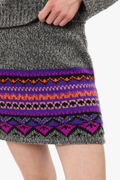 Fair Isle Mini Skirt – Magenta, and gray features a timeless pattern and a simple, tailored fit.