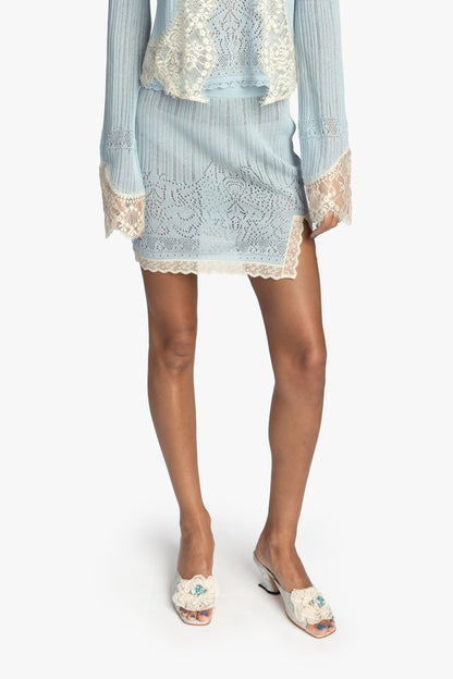 Lingerie Lace Knits Skirt - Sky Blue