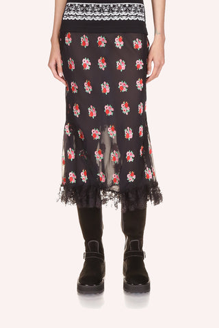 Ribbon Chenille Tweed Pleated Skirt