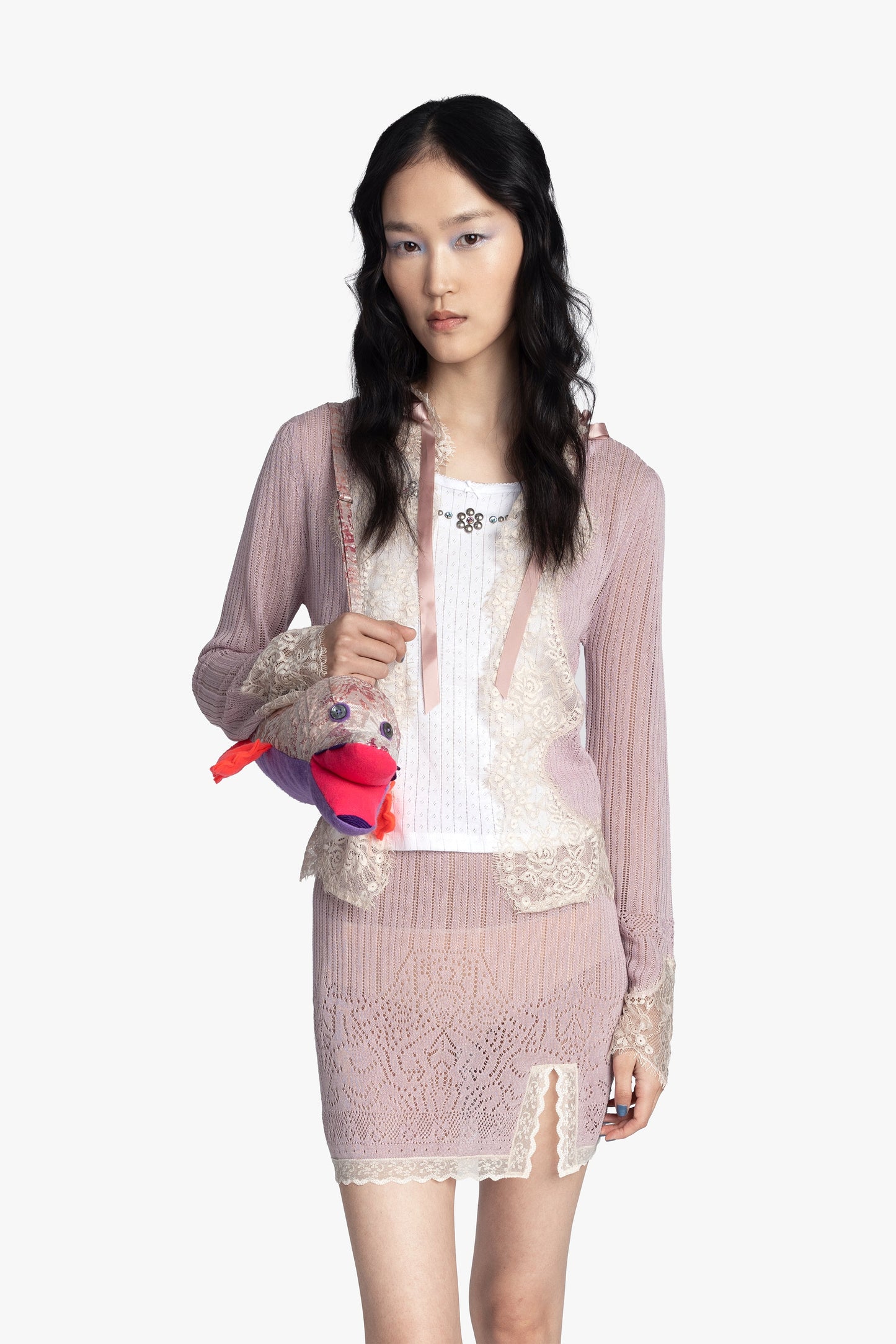 Lingerie Lace Knits Cardigan - Blush