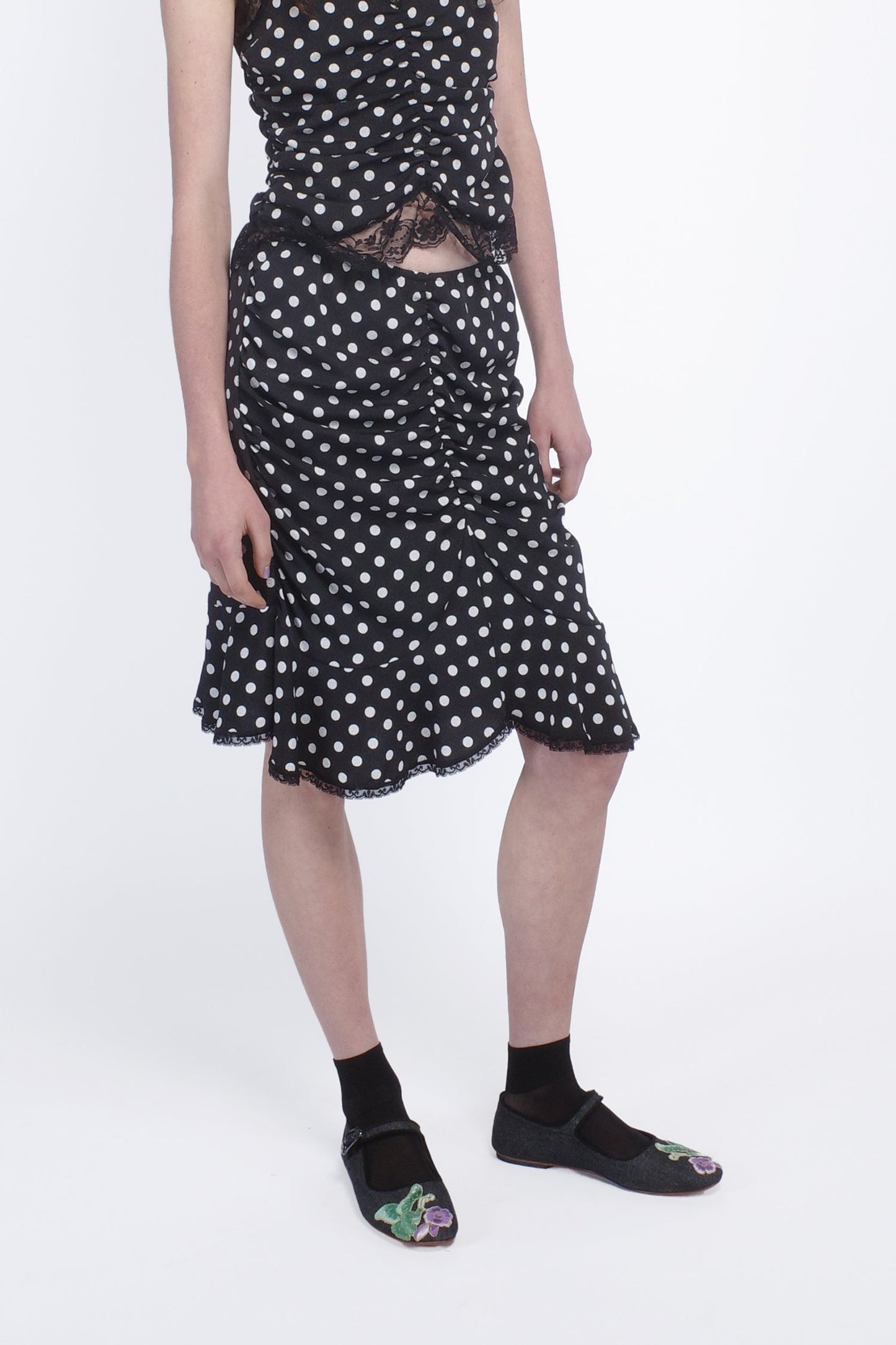 Polka Dot Ruched Skirt