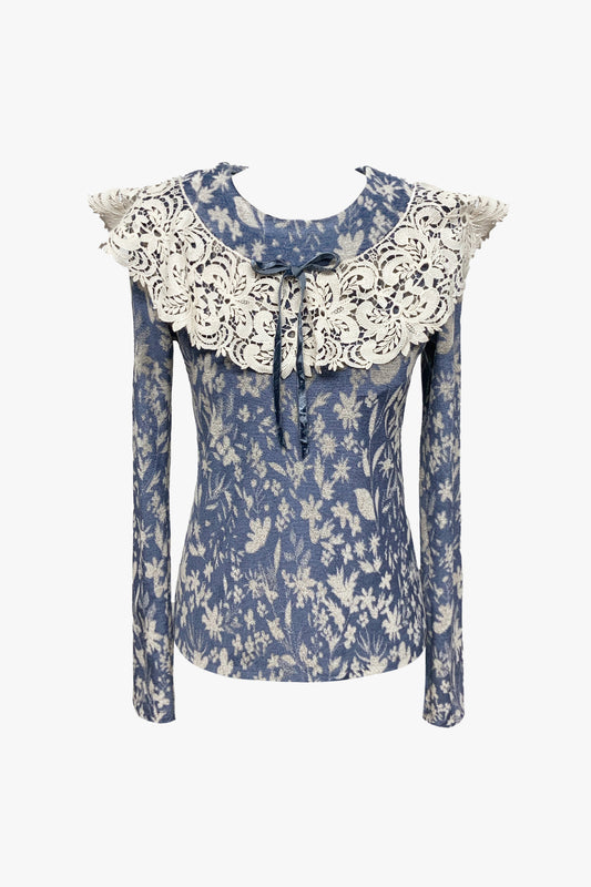 Bluebell Velour Lace Top- Sample