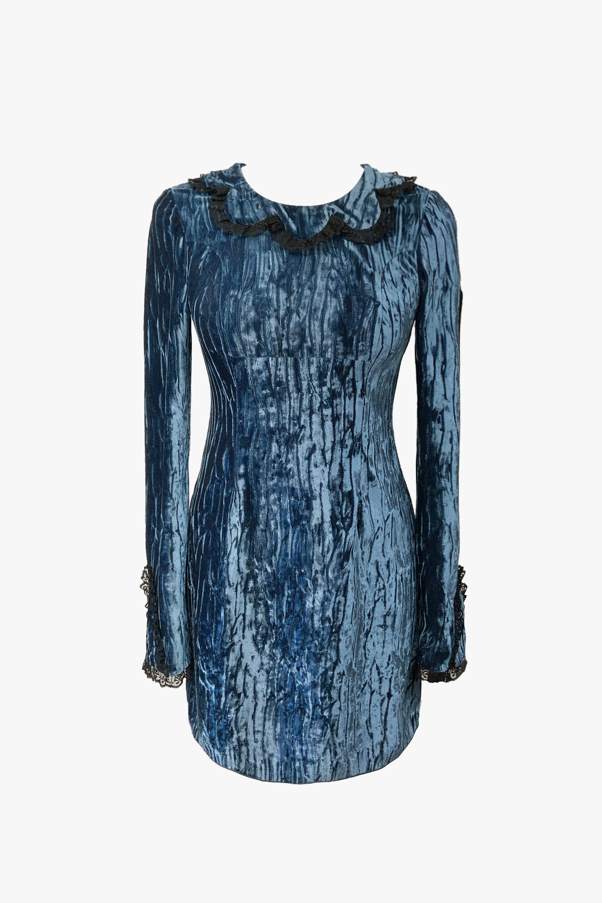 Crushed Velvet Scalloped Collar Dress- Sample