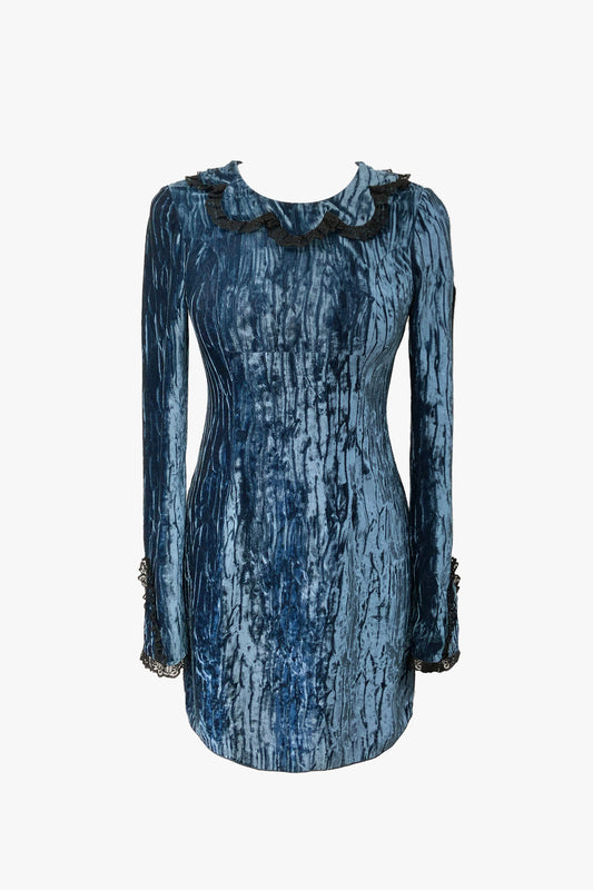 Crushed Velvet Scalloped Collar Dress- Sample