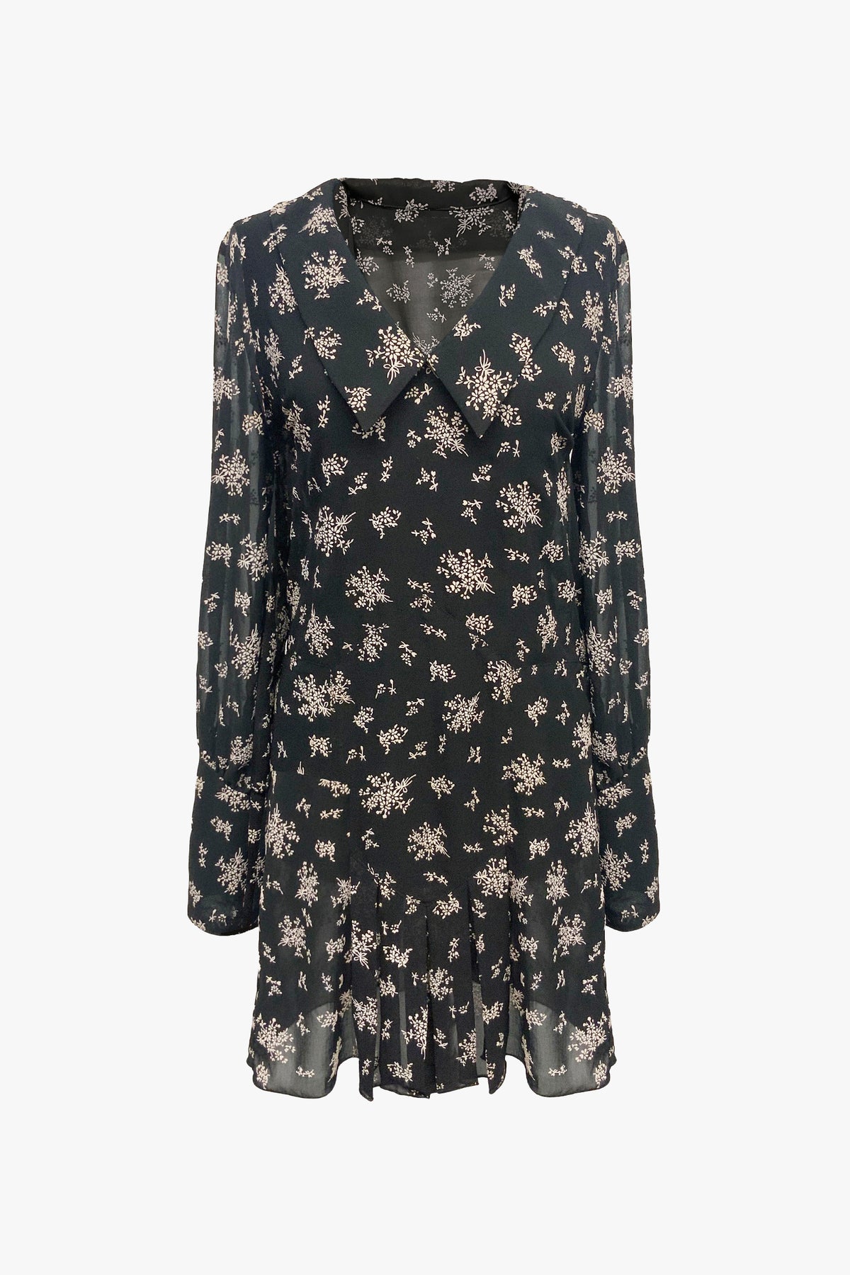 Primrose Puff Print Chiffon Pleated Dress- Sample