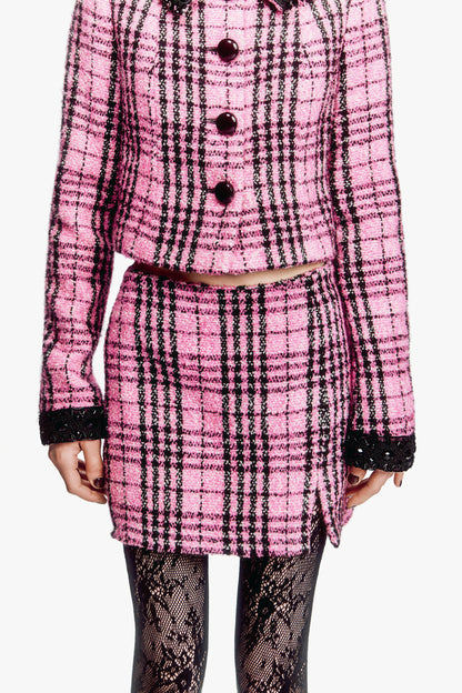 Black and Pink Plaid Mini Skirt