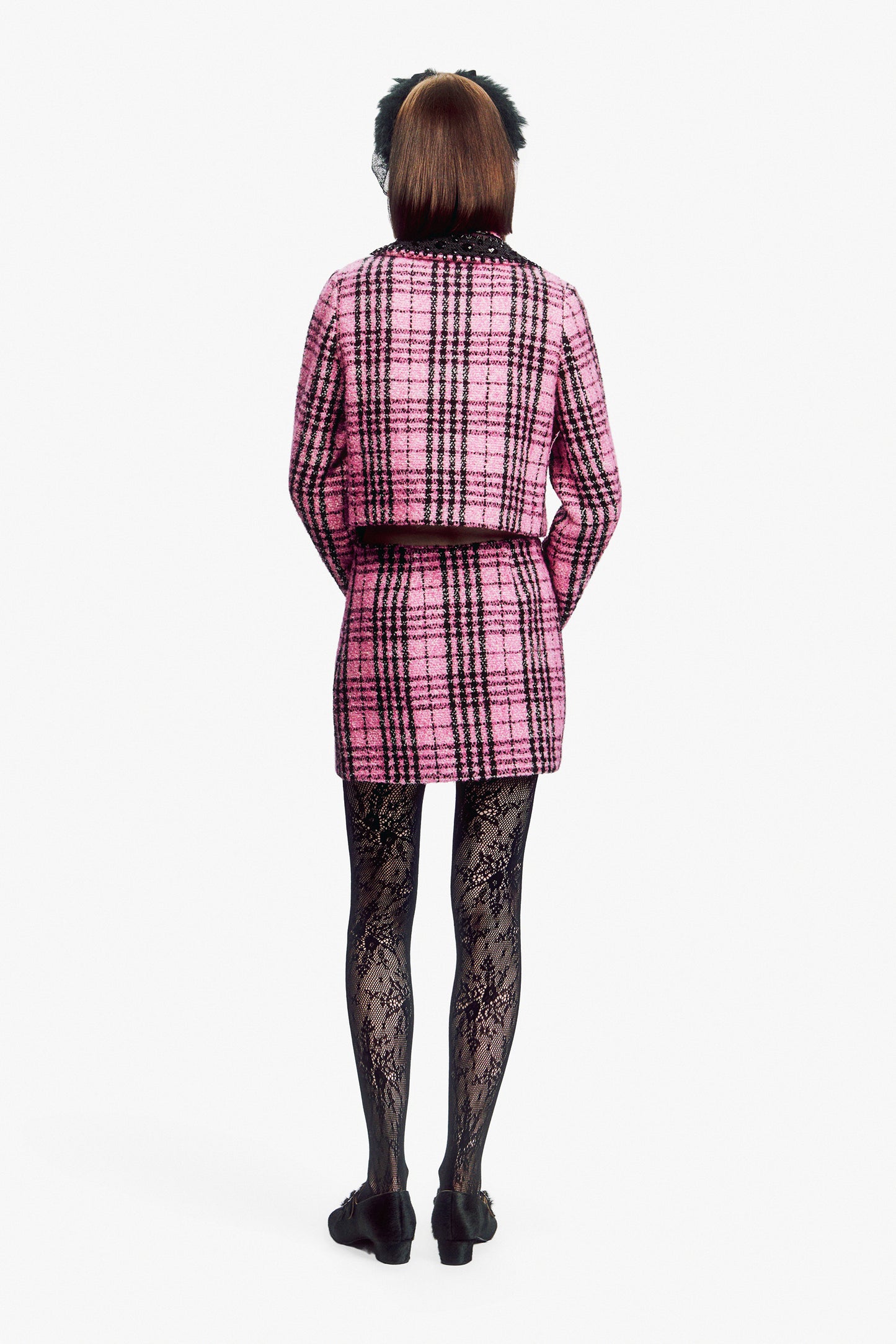 Black and Pink Plaid Mini Skirt