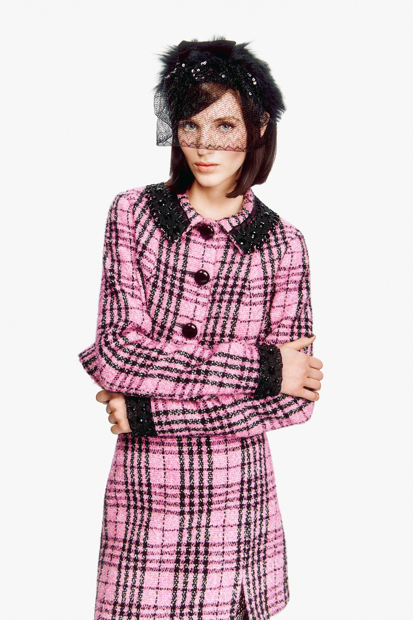 Black and Pink Plaid Mini Skirt