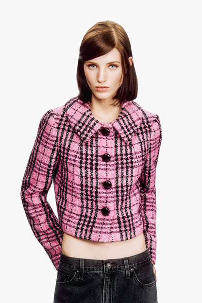 Black and Pink Plaid Jacket