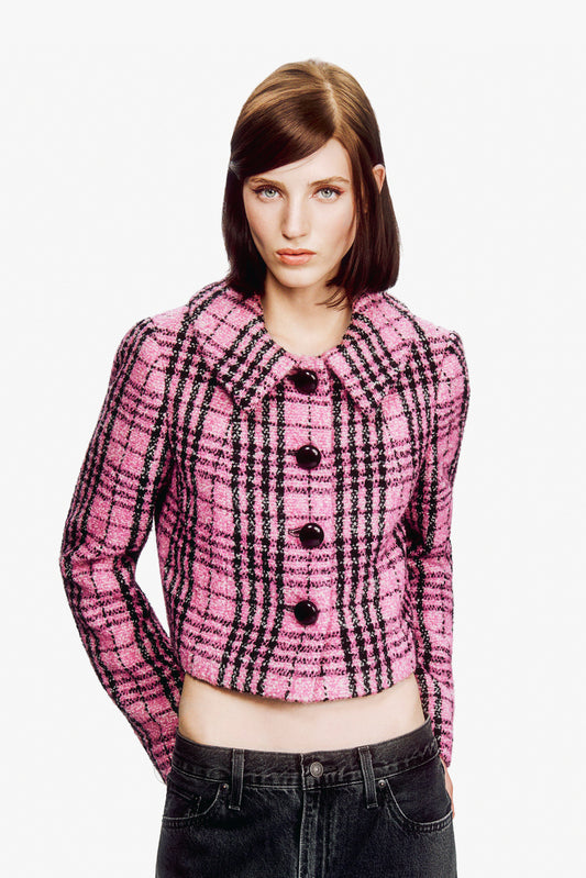 Black and Pink Plaid Jacket