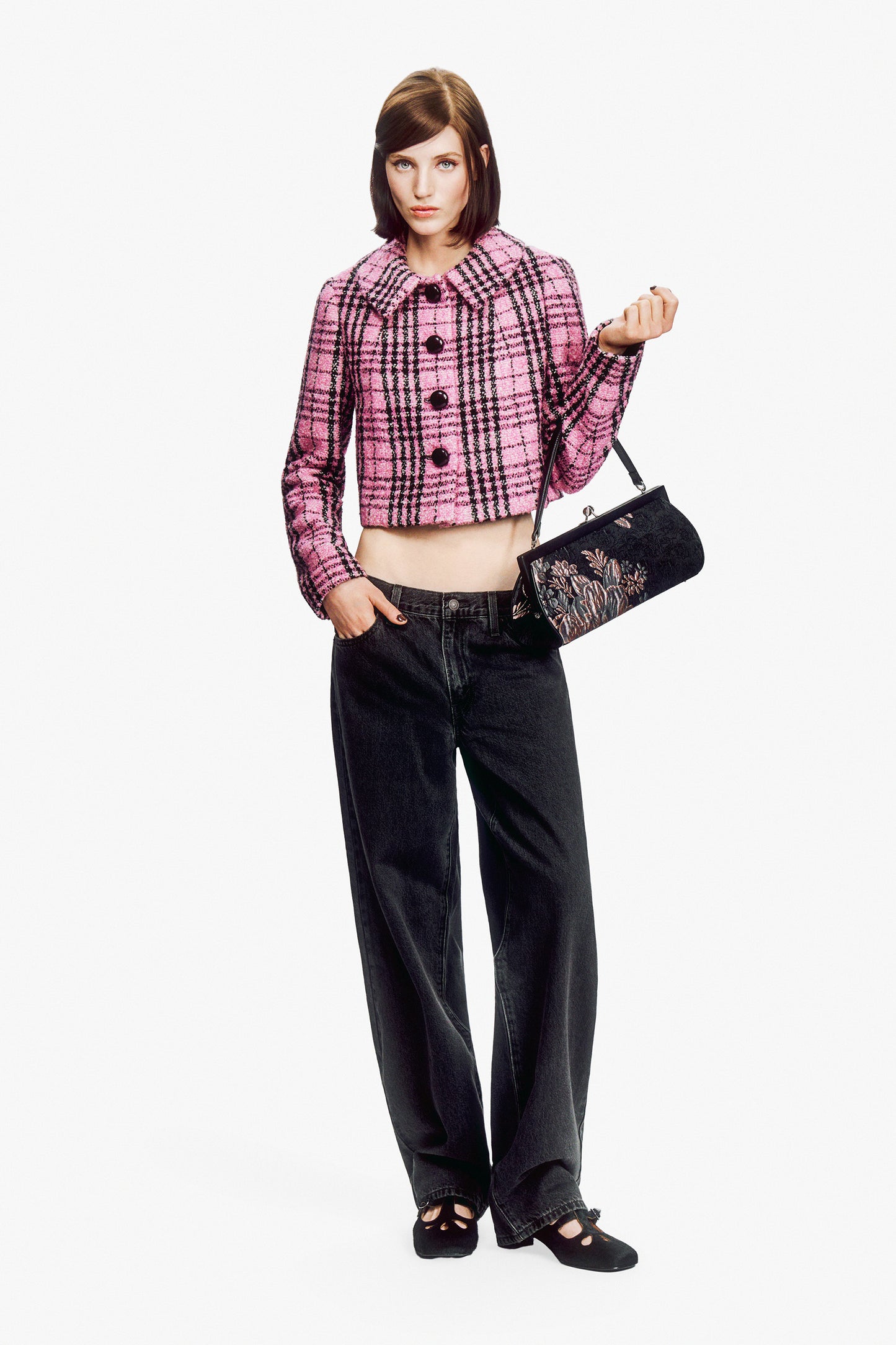 Black and Pink Plaid Jacket