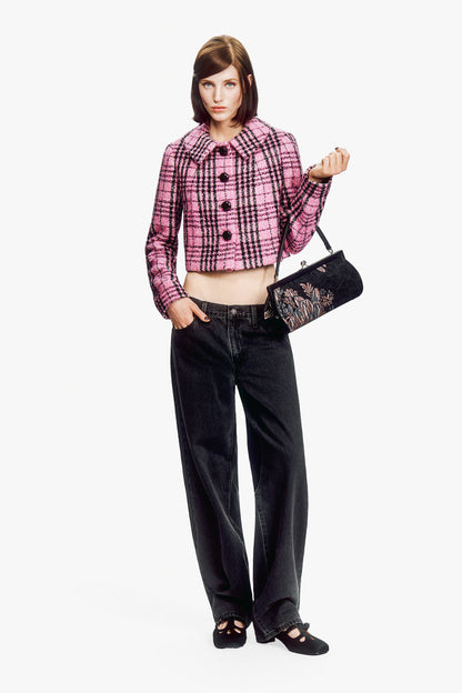Black and Pink Plaid Jacket
