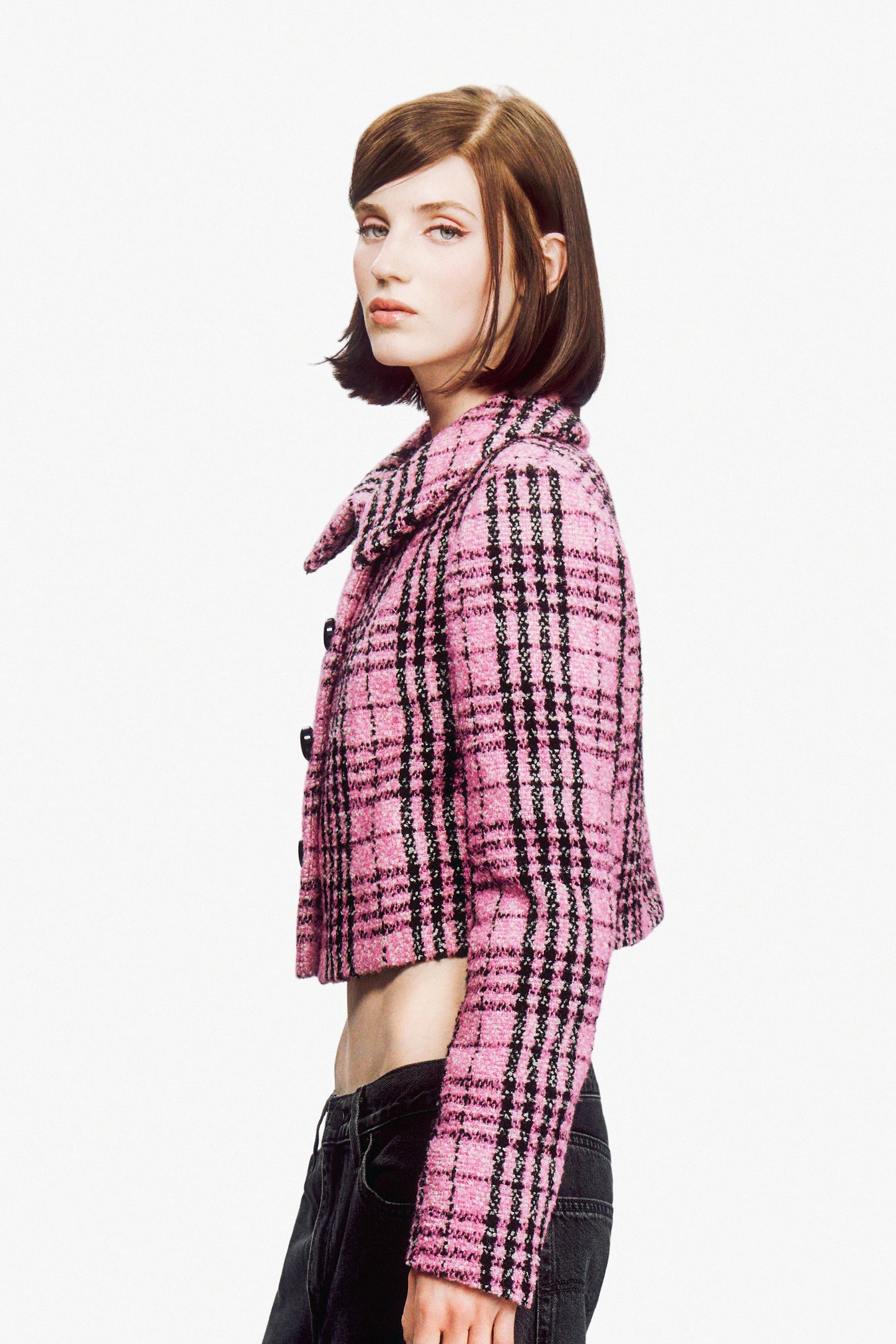 Black and Pink Plaid Jacket