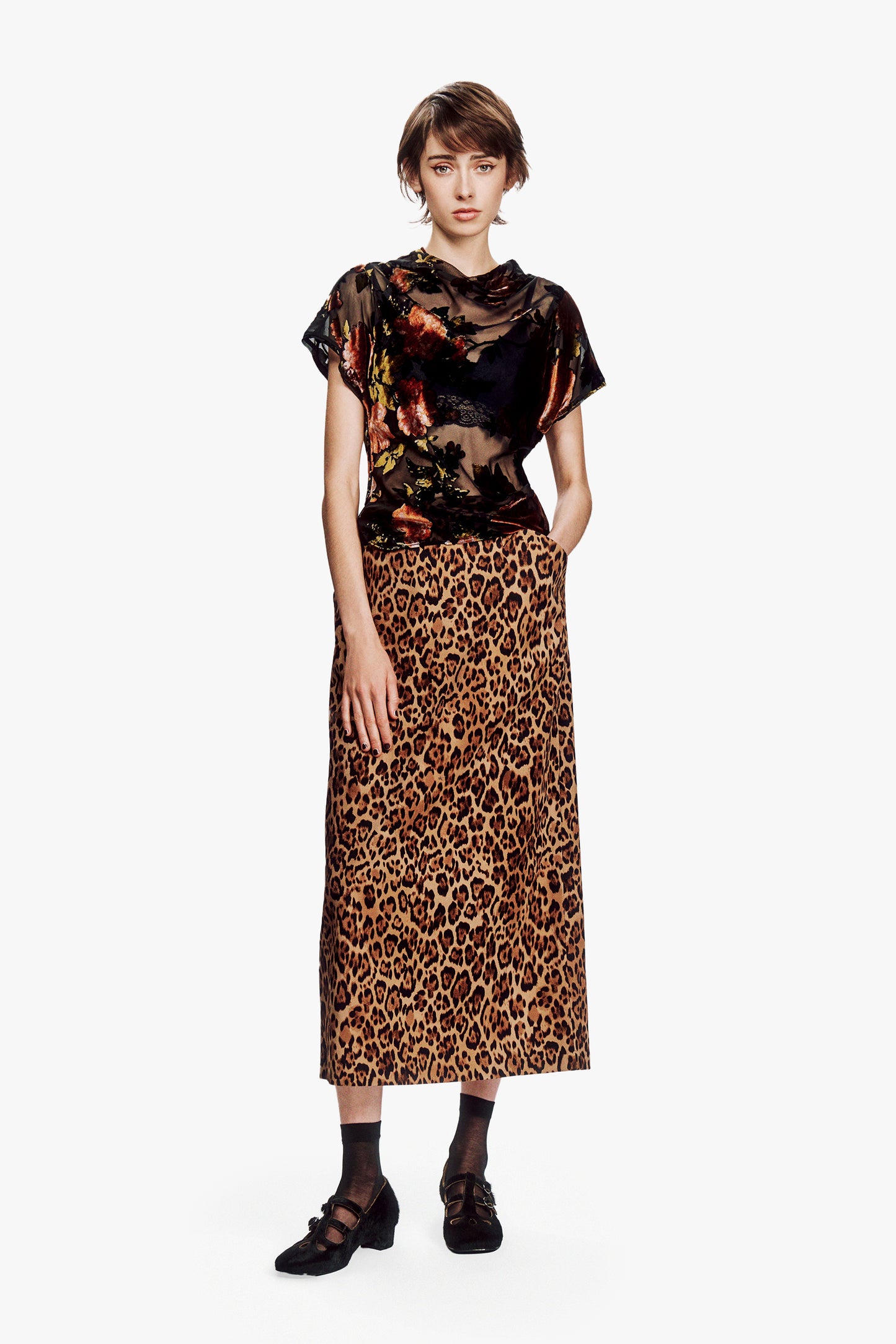 Leopard Denim Skirt