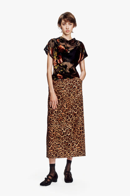 Leopard Denim Skirt