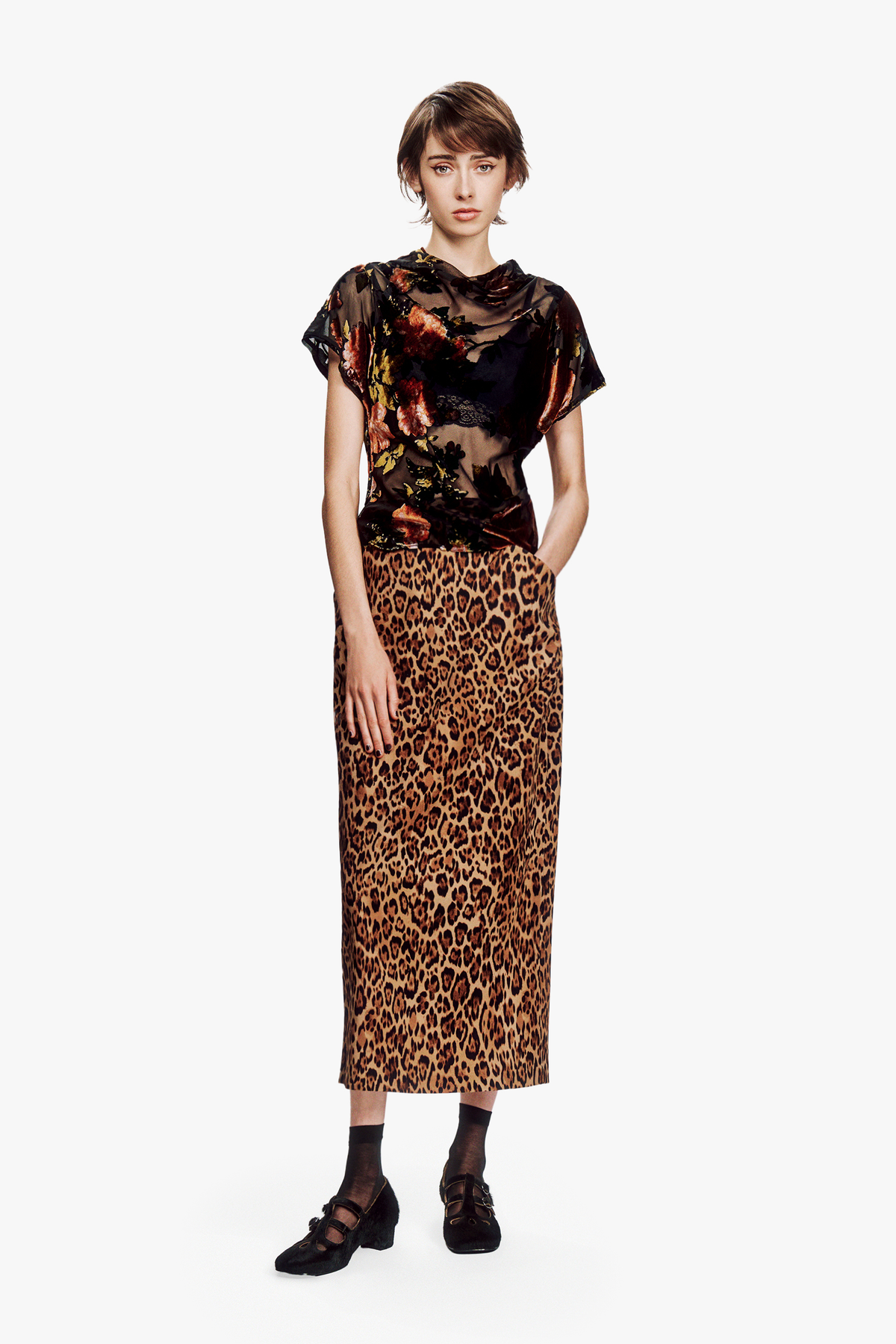Leopard Denim Skirt