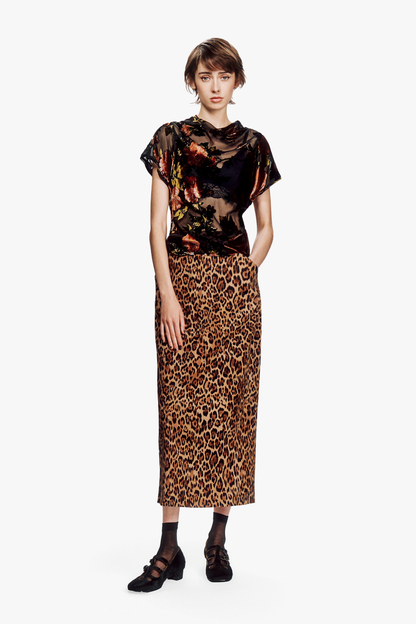 Leopard Denim Skirt