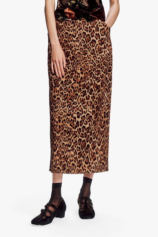 Leopard Denim Skirt