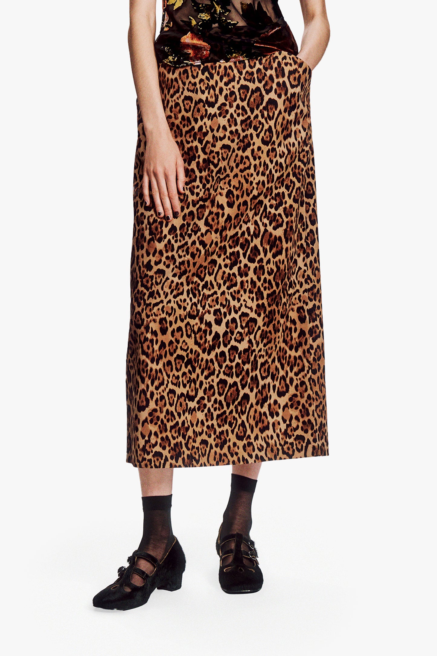 Leopard Denim Skirt