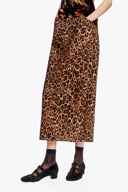 Leopard Denim Skirt