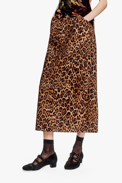 Leopard Denim Skirt