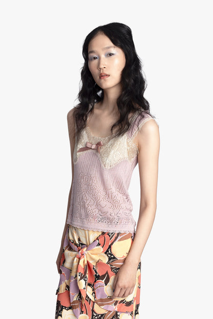 Lingerie Lace Knit Camisole - Blush