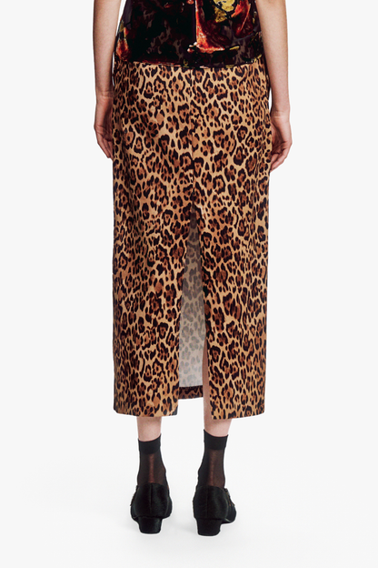 Leopard Denim Skirt