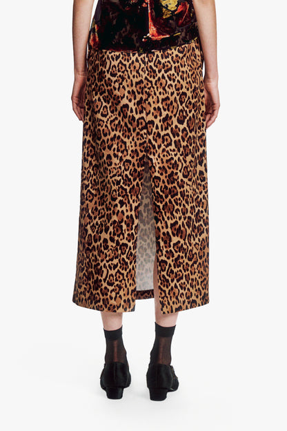 Leopard Denim Skirt